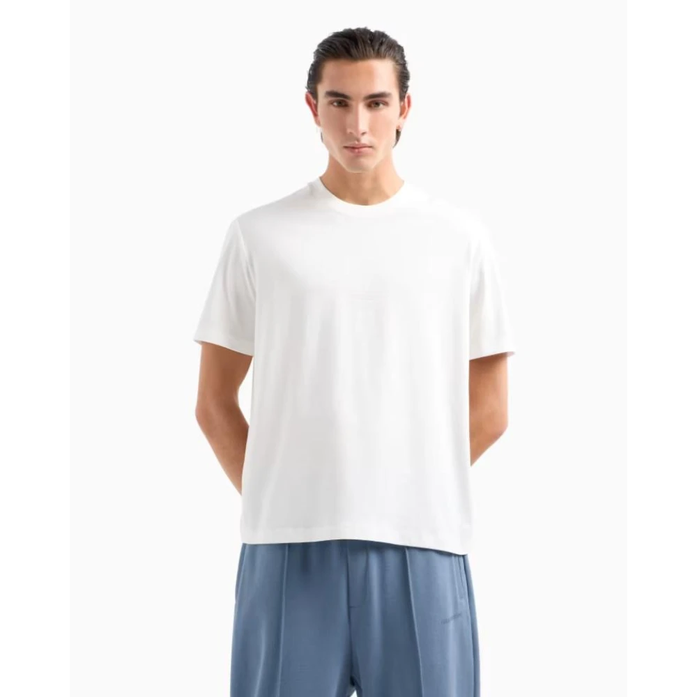Armani Exchange Katoenen Jersey Relaxed Fit T-shirt White Heren