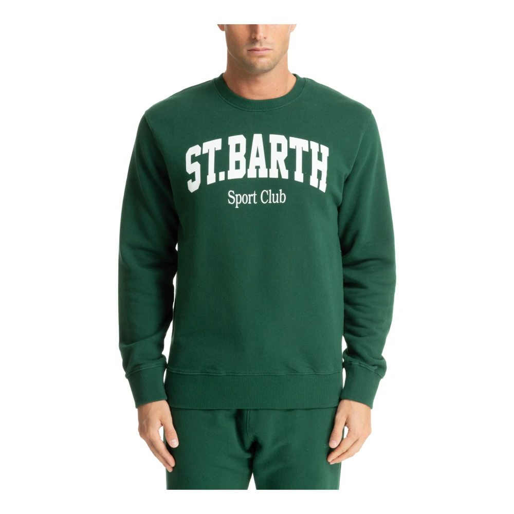 MC2 Saint Barth Gestreepte Logo Sweater Green Heren