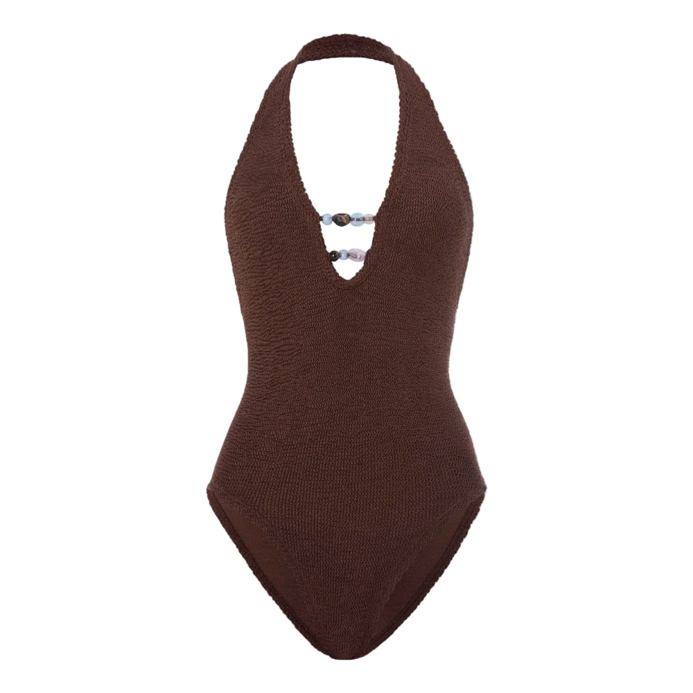 Hunza G Women's Brown Swimsuits, One Size, Sandy One-Piece Swimsuit