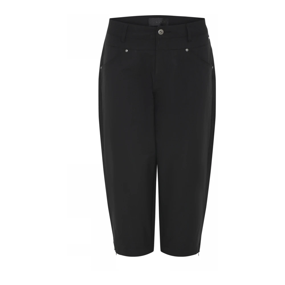 C.Ro Zwarte Capri Broek met Ritsdetails Black Dames