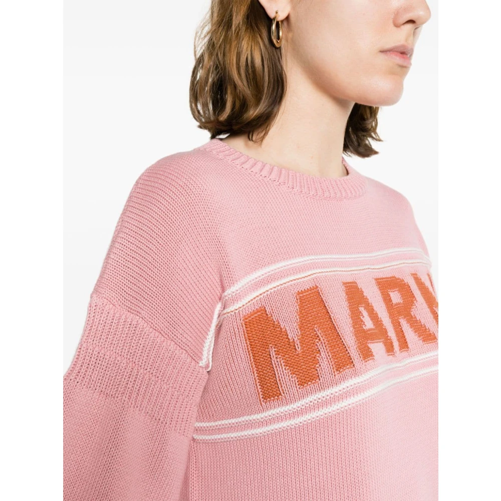 Marni Intarsia Gebreide Trui Roze Pink Dames