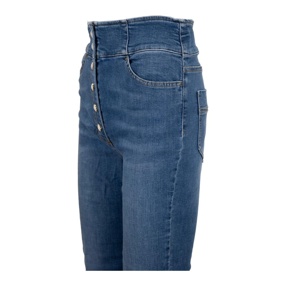 Elisabetta Franchi Damesjeans met automatische knoop Blue Dames