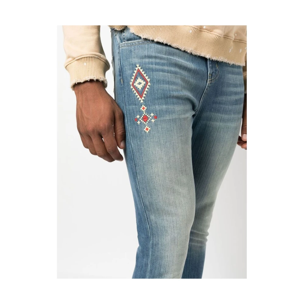 United Rivers Blauwe Geborduurde Skinny Jeans Blue Heren