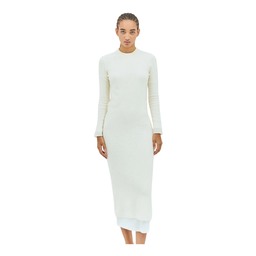Jil Sander Wollen Gebreide Midi Jurk White Dames