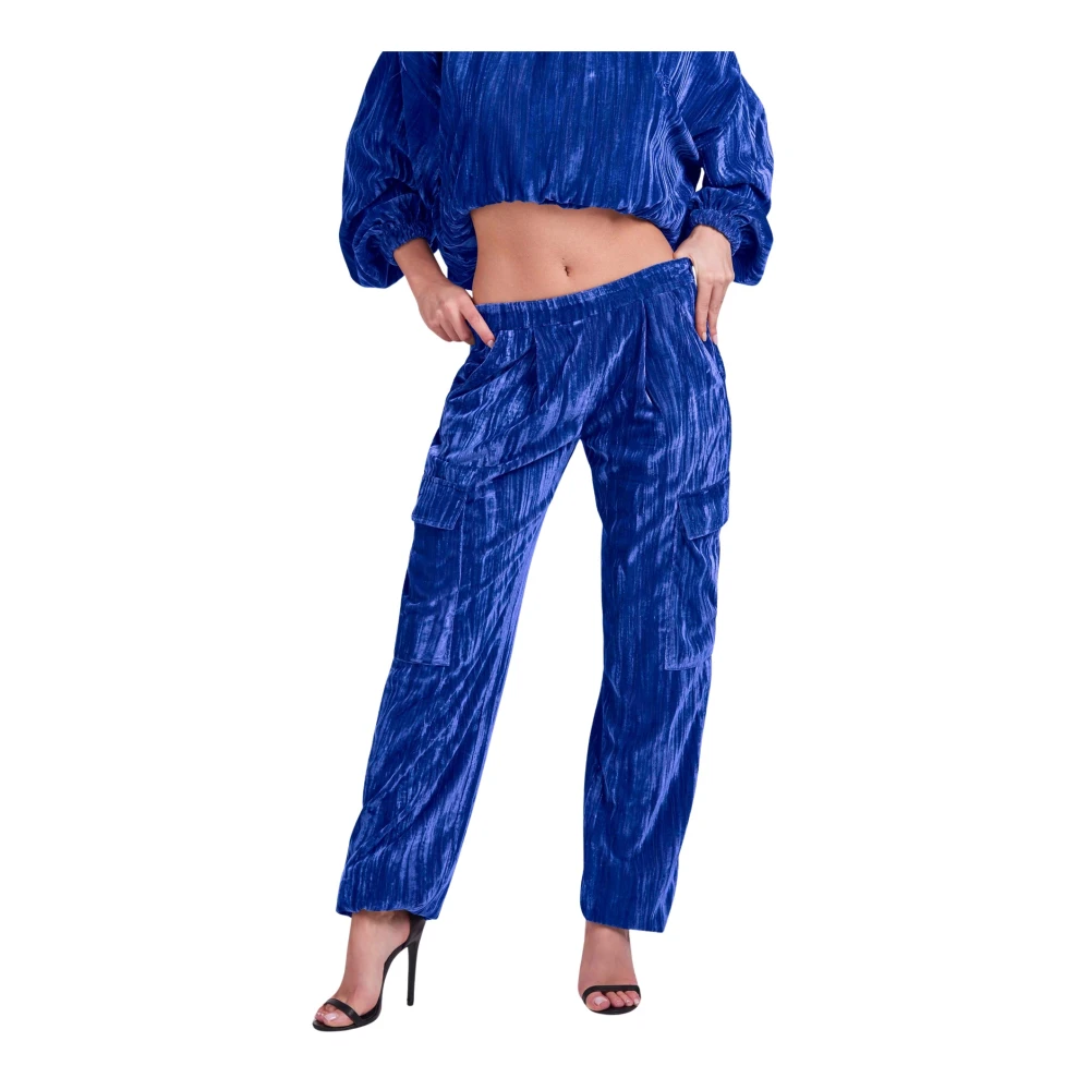 4Giveness Cargo broek met logodetail Blue Dames