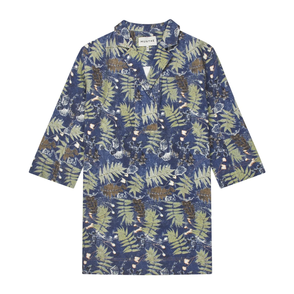 Munthe Vrouw Blauw Kleedjes Dames, L, Overhemdjurk