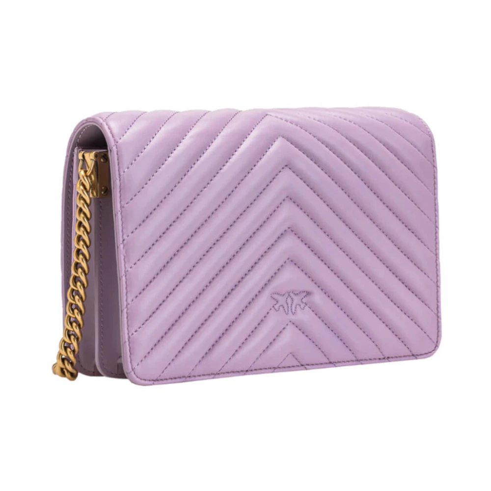 pinko Leren Schoudertas met Logo Purple Dames