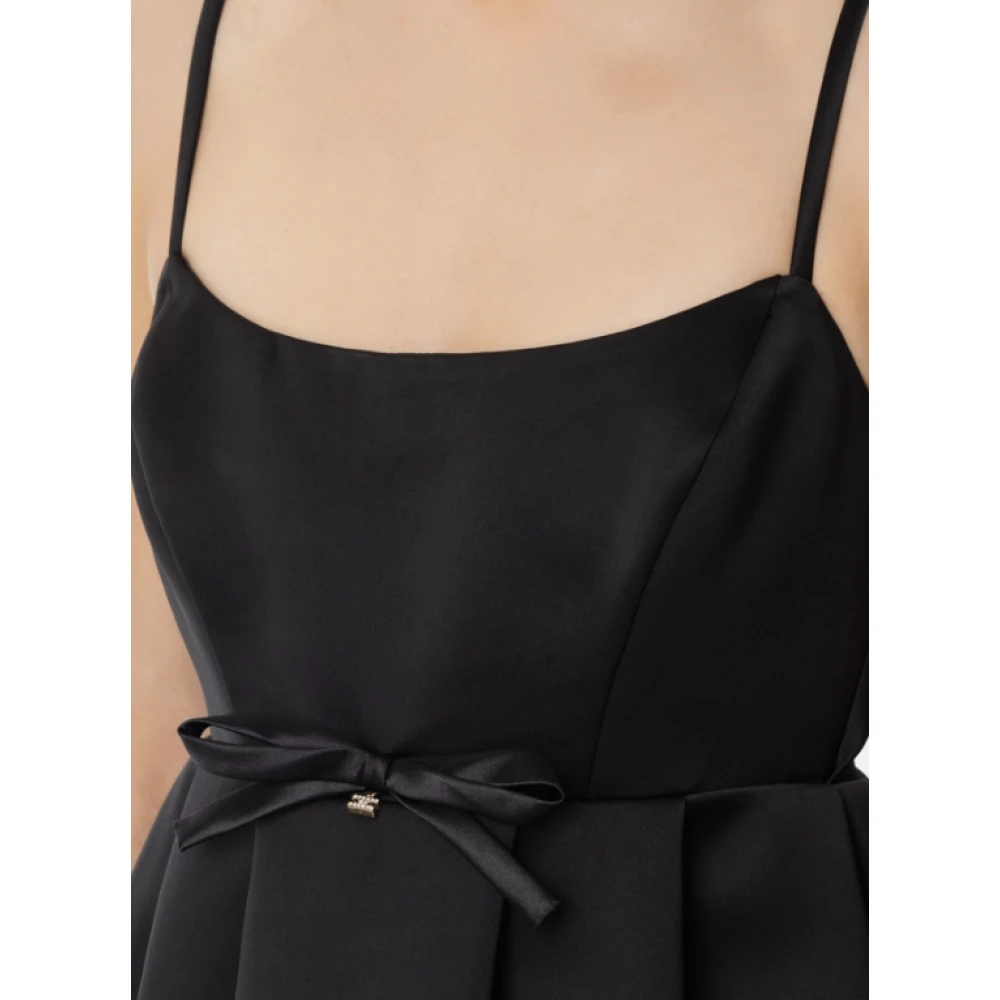 Elisabetta Franchi Zwarte Hertogin Jurk met Strik Detail Black Dames