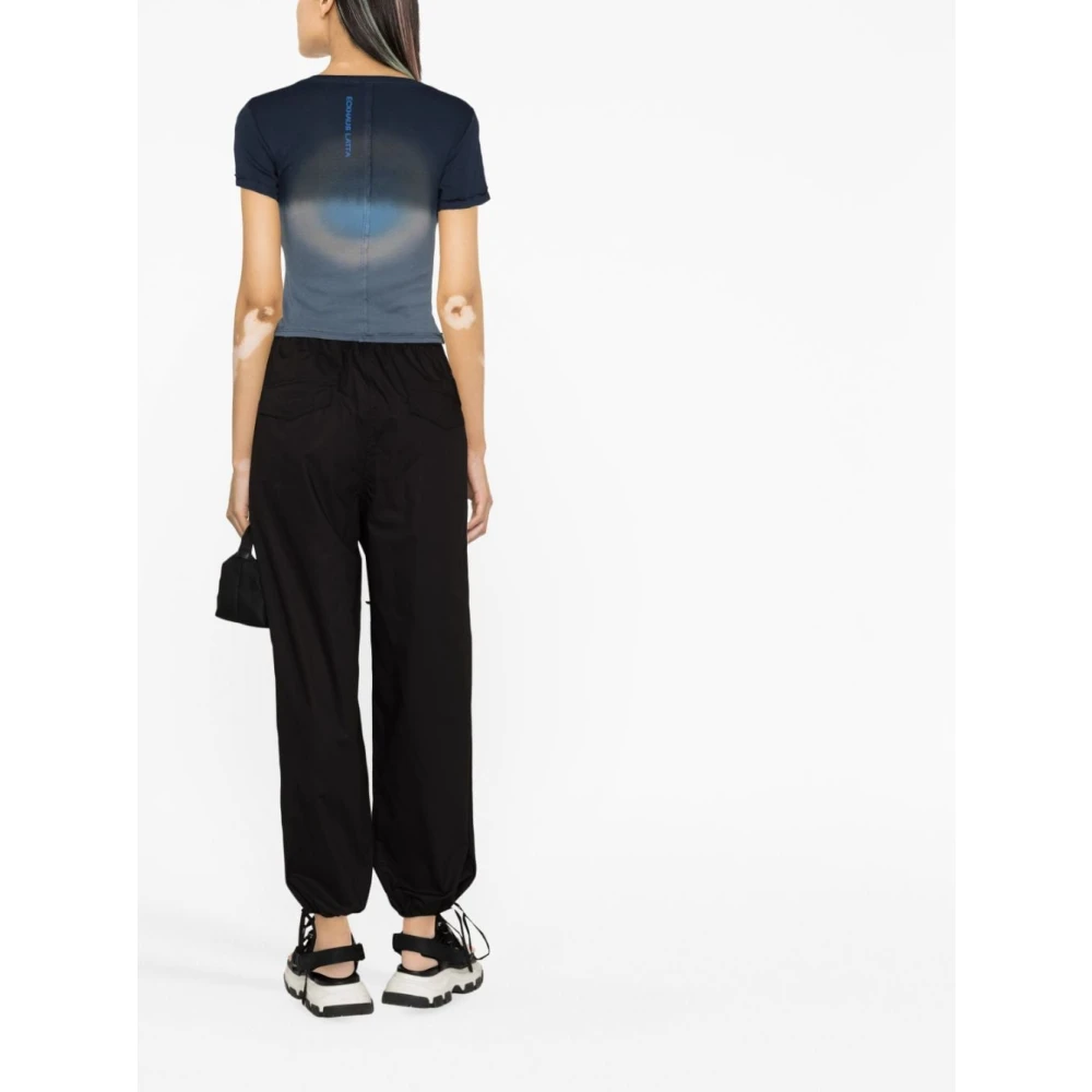Msgm Zwarte wijd uitlopende katoenen trekkoordbroek Black Dames