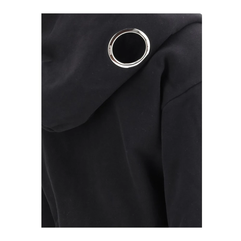 Moncler Eyelet Rits Katoenen Hoodie voor Vrouwen Black Dames