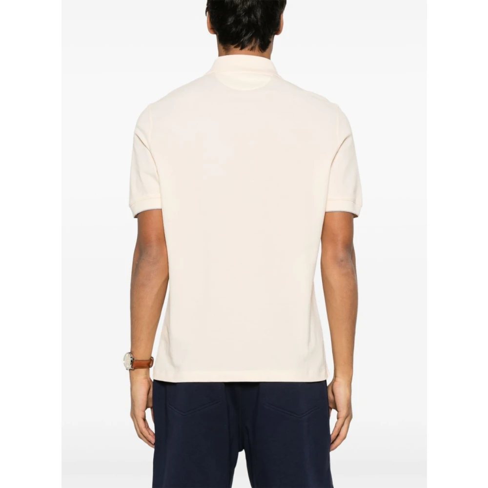 BRUNELLO CUCINELLI Oranje Polo Shirt Ribbel Trim Logo Orange Heren