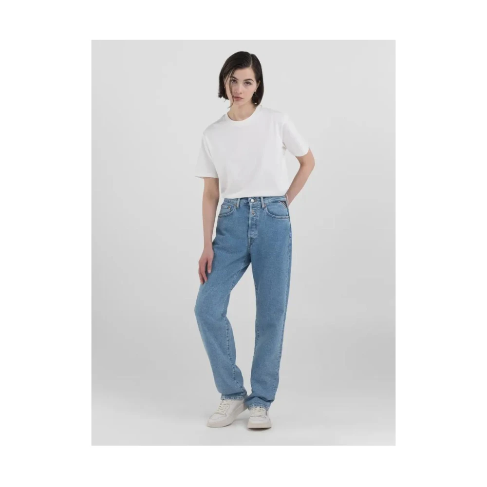 Replay High-waisted straight fit jeans Blue Dames
