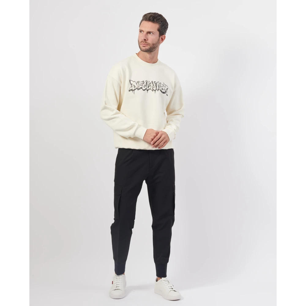 Disclaimer Witte Crewneck Lange Mouw Logo Sweatshirt White Heren