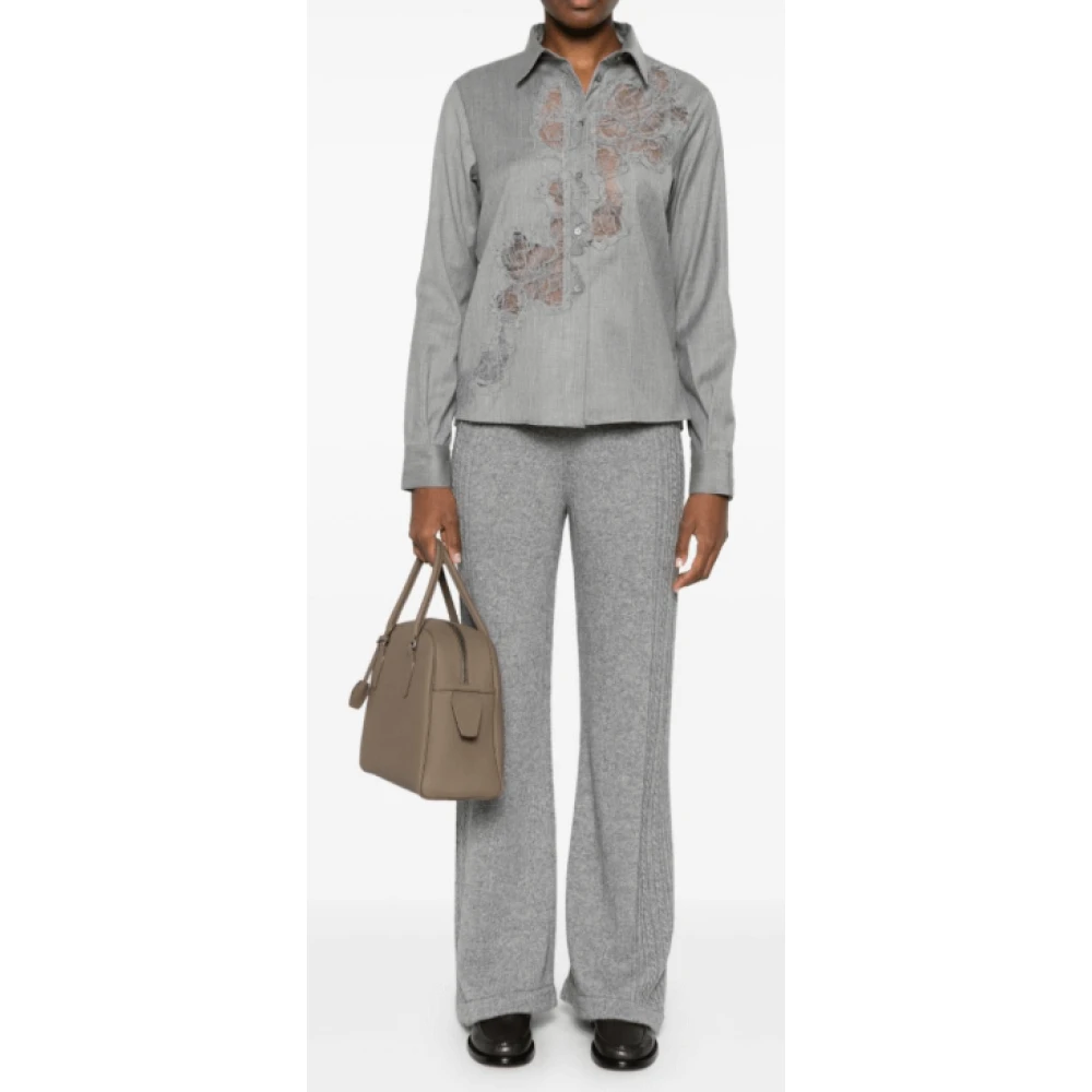 Ermanno Scervino Grijs Kant Shirt met Knopen Gray Dames