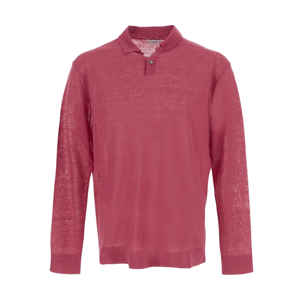 Ballantyne Stijlvolle Linnen Polo Pullover Pink Heren