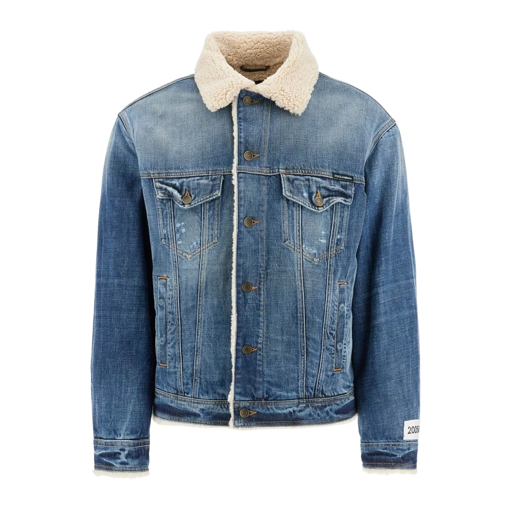 Dolce & Gabbana Denim Teddy Jack Shearling Voering Blue Heren