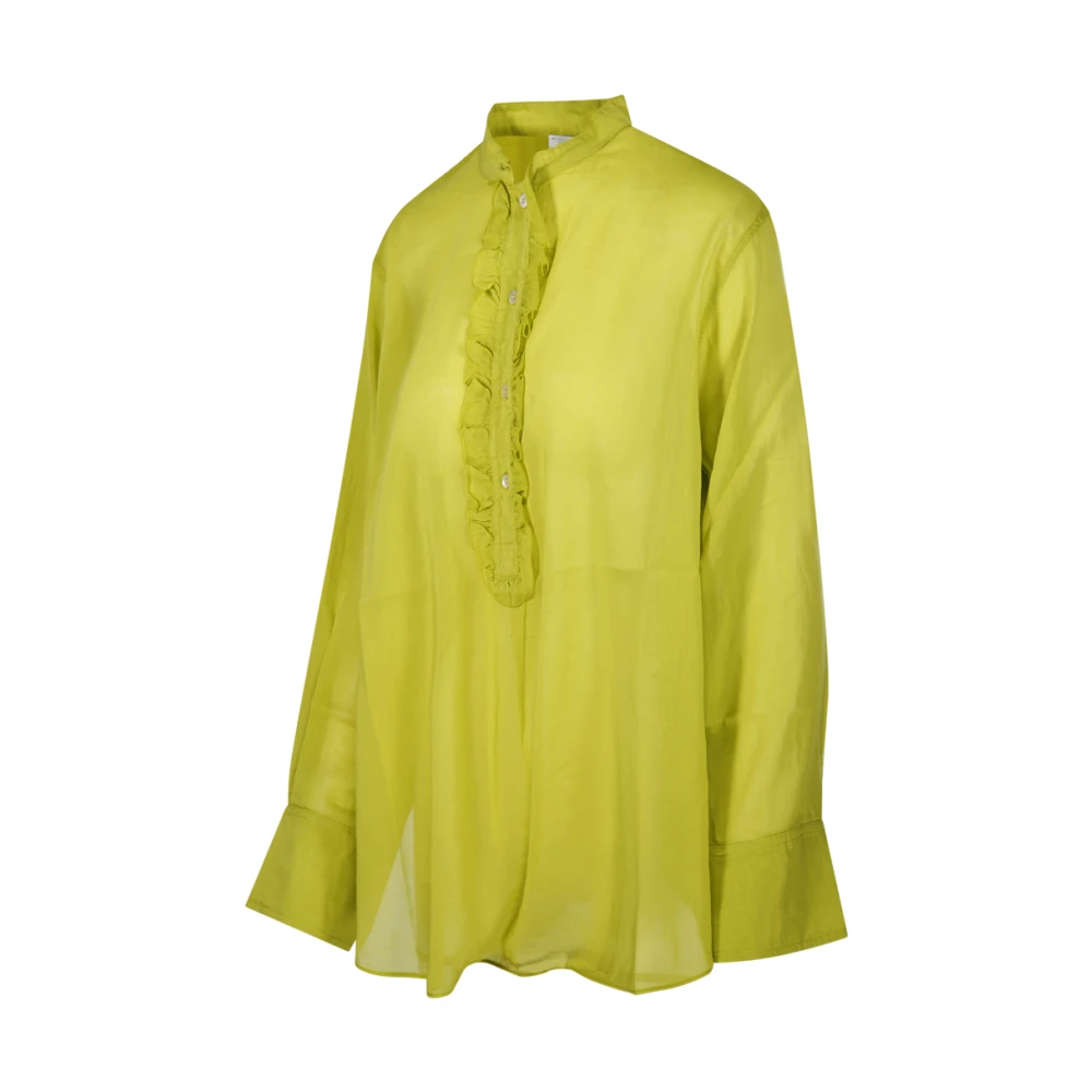 Forte Ruche Grootvader Shirt Green Dames