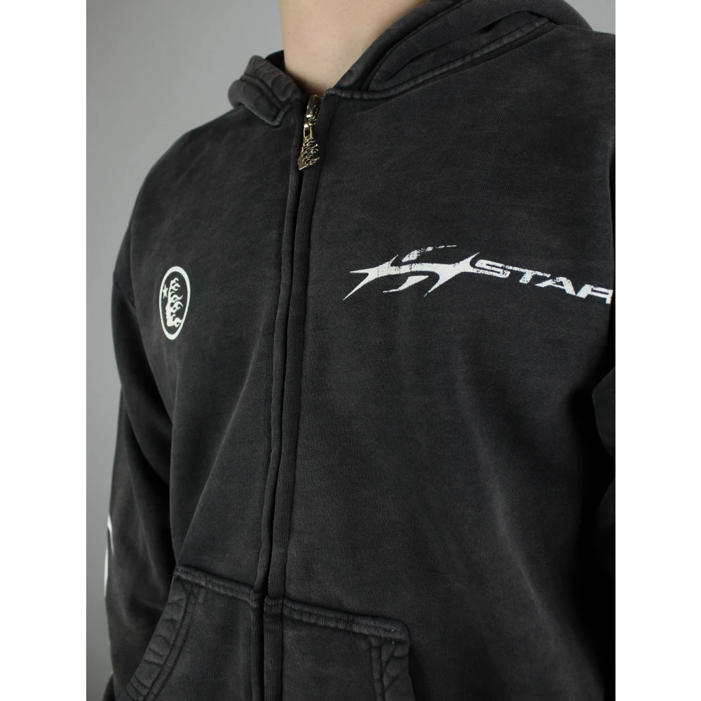 Hellstar Logo Zip Hoodie in Zwart Black Heren