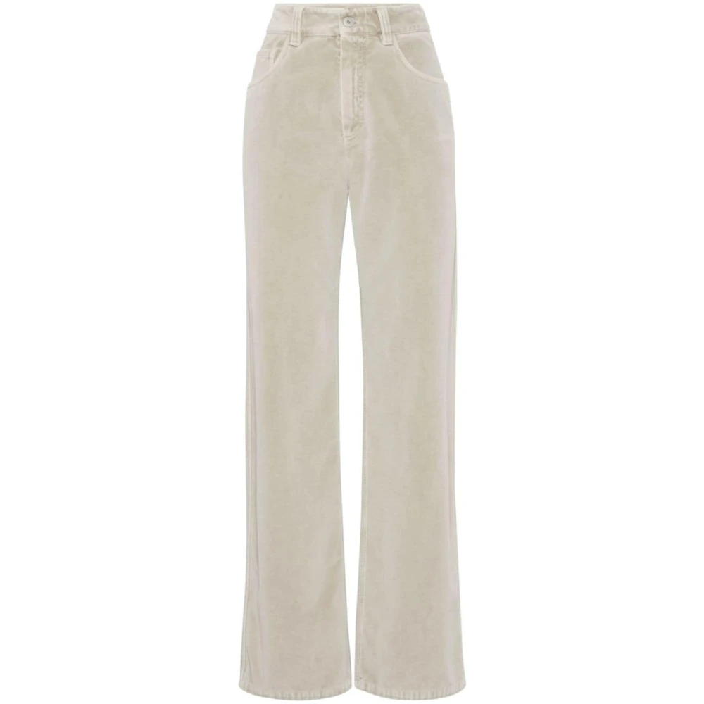 Brunello Cucinelli Vit Velvet Loose-Fit Jeans White, Dam