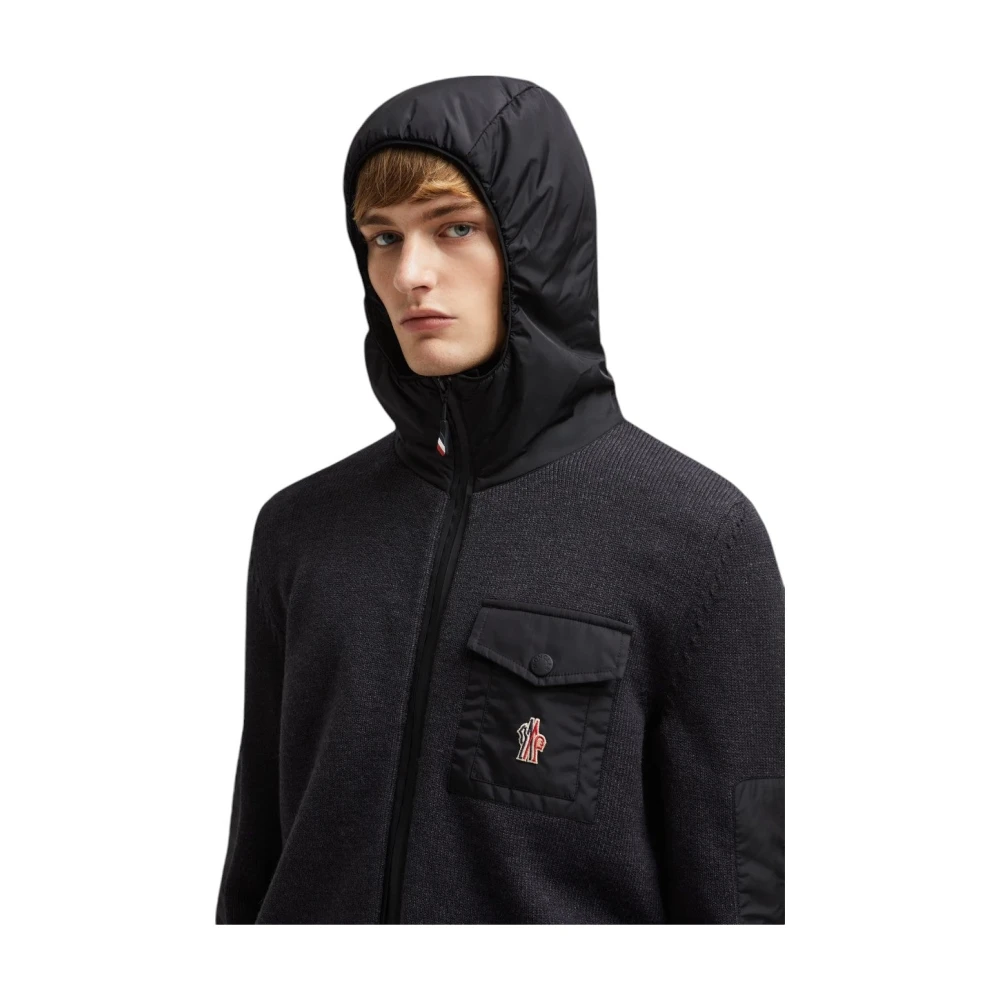 Moncler Grijze Wol Zip-Up Hoodie Gray Heren