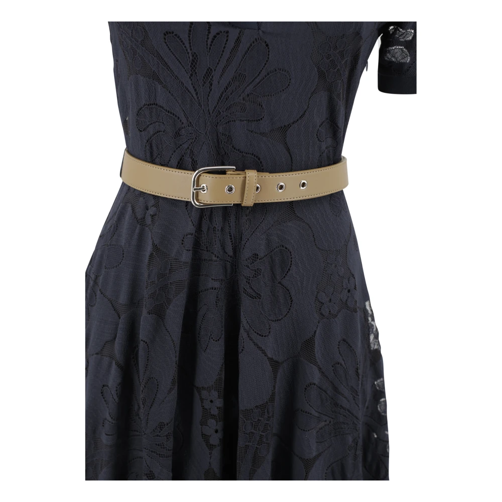 Max Mara Studio Blauwe Kant Midi Jurk met Polokraag Blue Dames