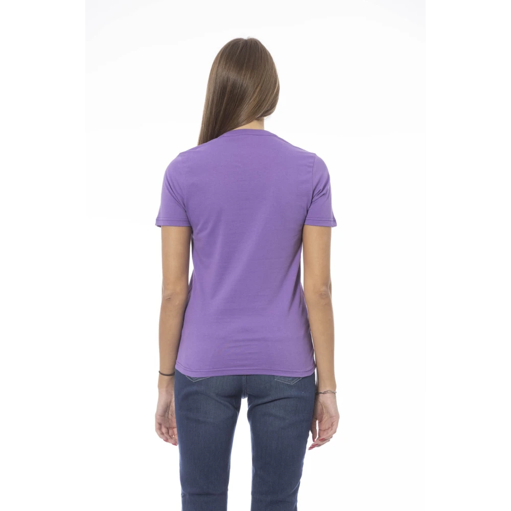 Baldinini Trendy T-shirt met voorprint Purple Dames