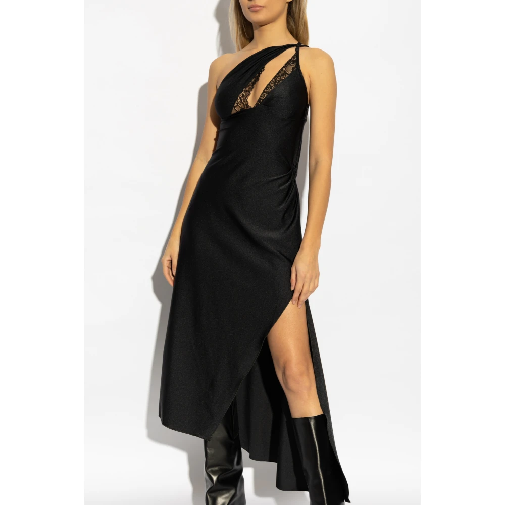 Coperni Satijnen jurk met kanten afwerking Black Dames