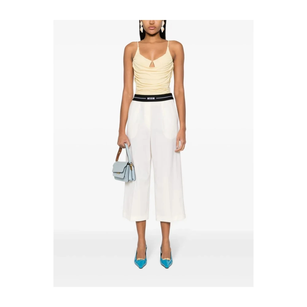Msgm Cropped Trousers White Dames