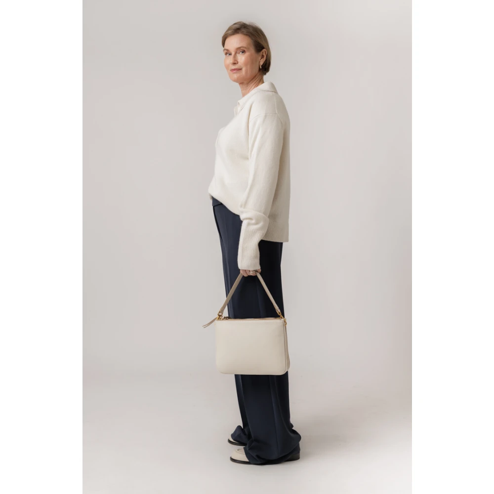 Lisa Yang Serena Cream V-Neck Sweater White Dames