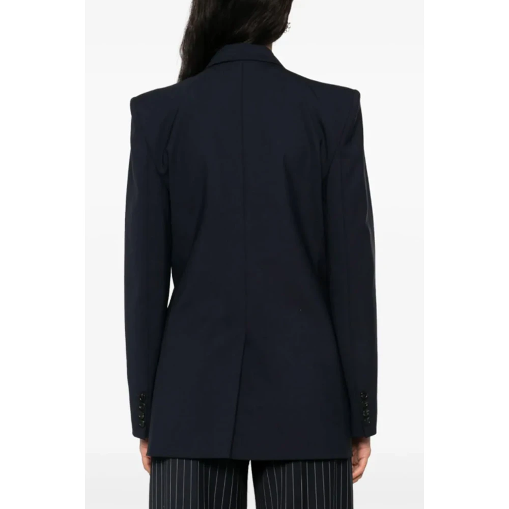 Msgm Navy Blauwe Wrap Jas Blue Dames