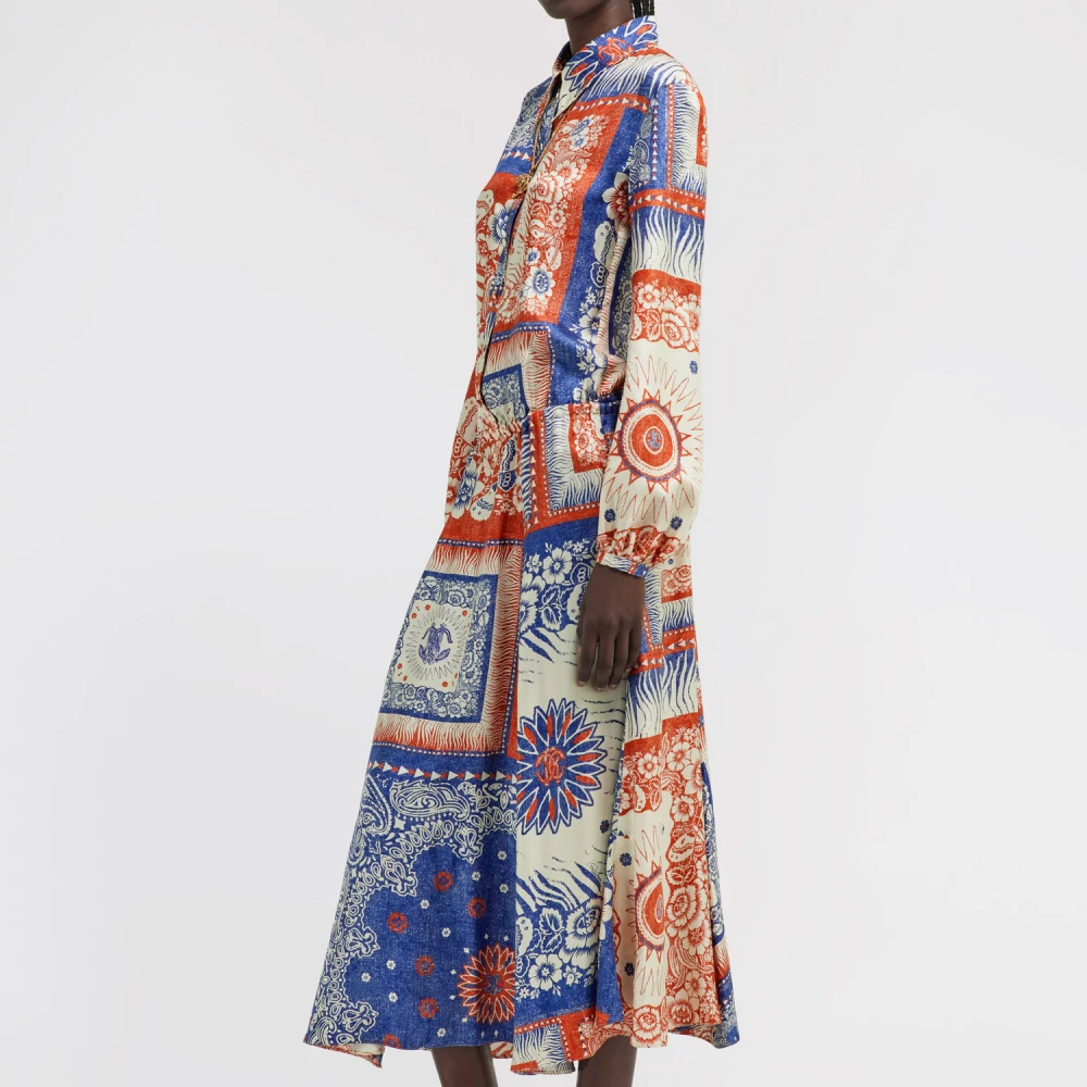 Roberto Cavalli Bandana Patchwork Maxi Jurk Multicolor Dames