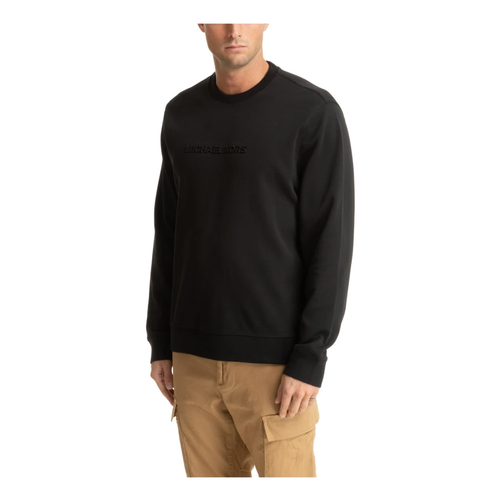 Michael Kors Logo Geëmbossed Katoenen Blend Sweater Black Heren