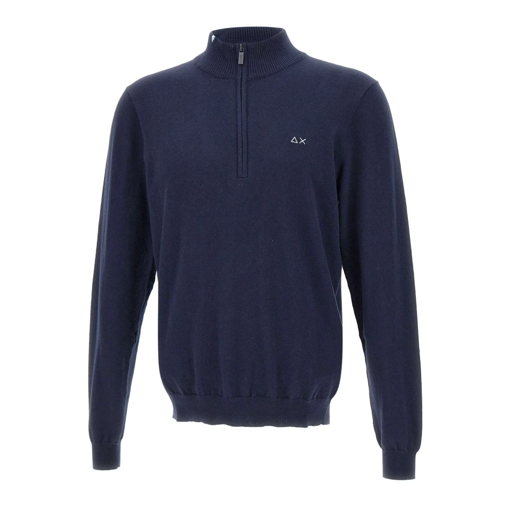 Sun68 Blue Jumper With High Collar - Male - Turtlenecks - S - Knitwear