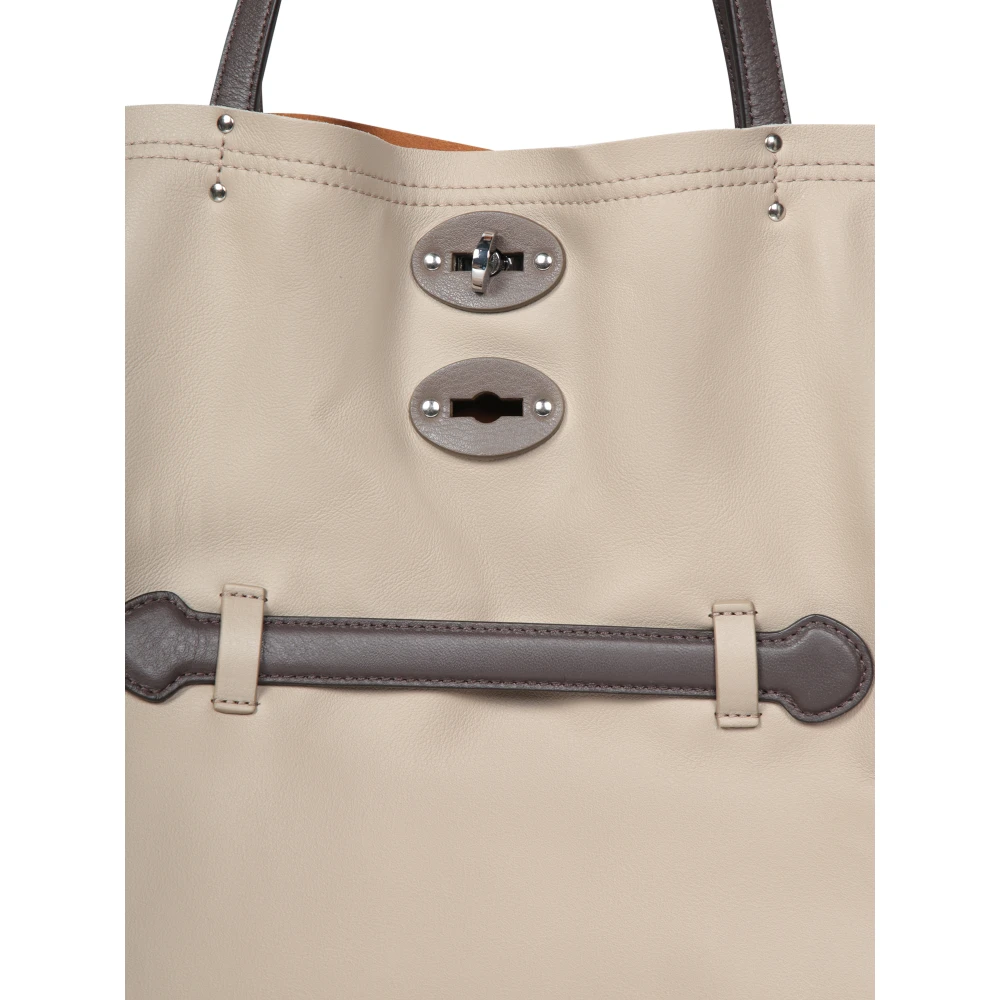 Zanellato Elegante Duifgrijze Metalen Detailtas Beige Dames