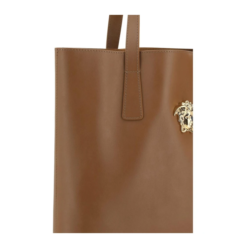 Versace Elegante leren tote tas met Medusa-plaque Brown Dames