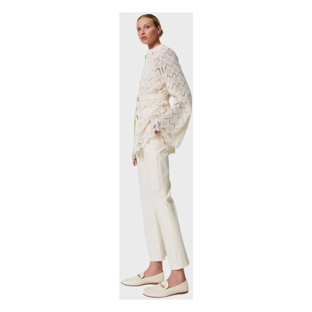 Twinset Rechte pijp katoenmix gabardine broek White Dames
