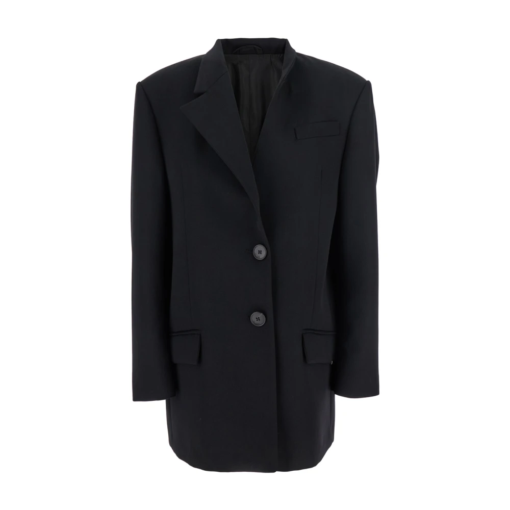 The Attico Zwarte Wol Single-Breasted Jas Black Dames