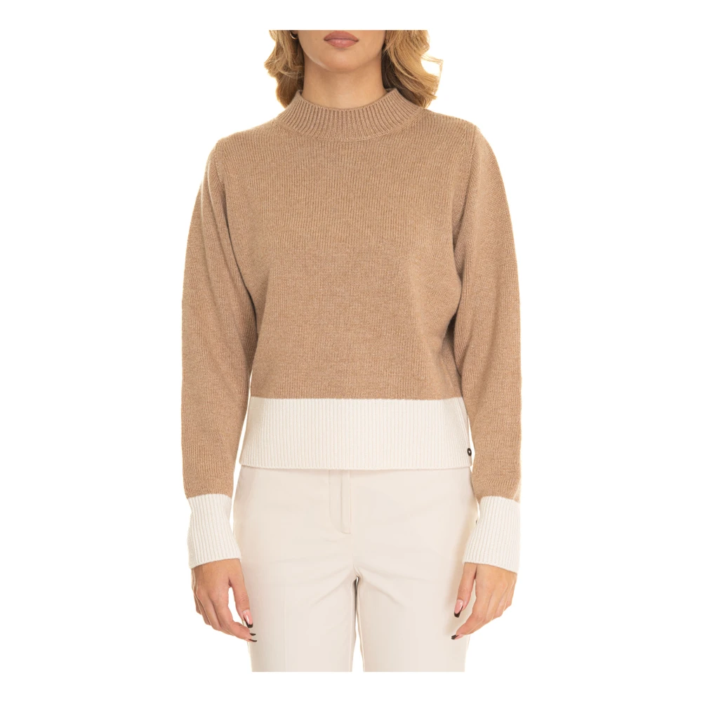 Pennyblack Bicolored Wol Turtleneck Trui Brown Dames