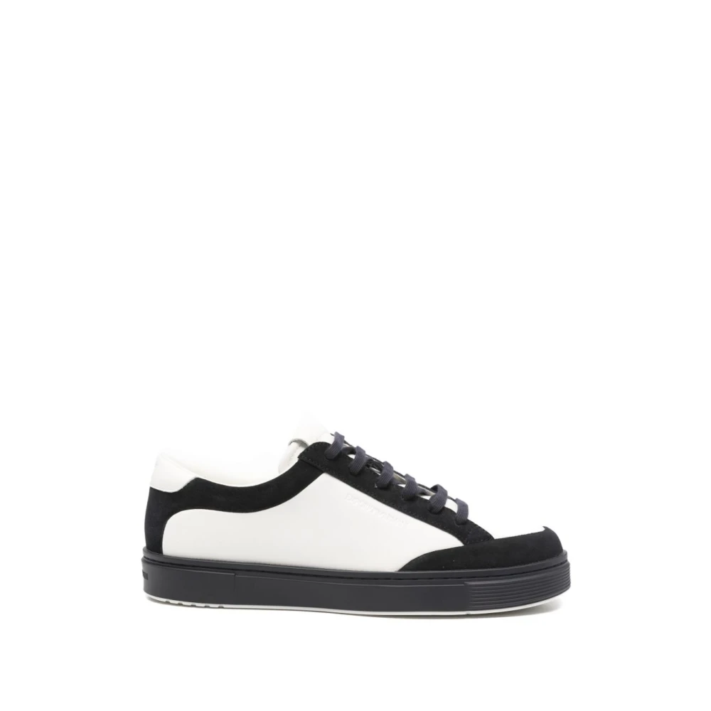 Emporio Armani Men's White Leather Trainers With Suede Details - Sneakers - 9 Uk - Shoes