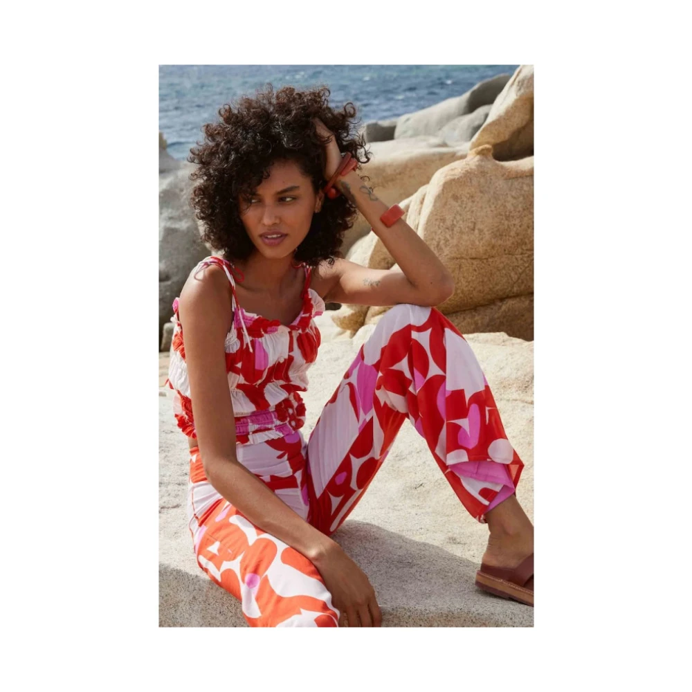 Mare Di Latte Zeventiger Jaren Roze Katoenen Top Multicolor Dames