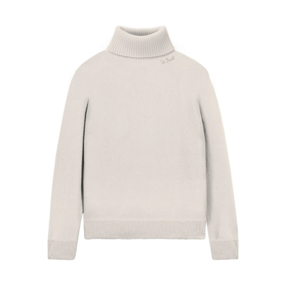 MC2 Saint Barth Coltrui Gebreide Trui met Geborduurd Logo Beige Dames