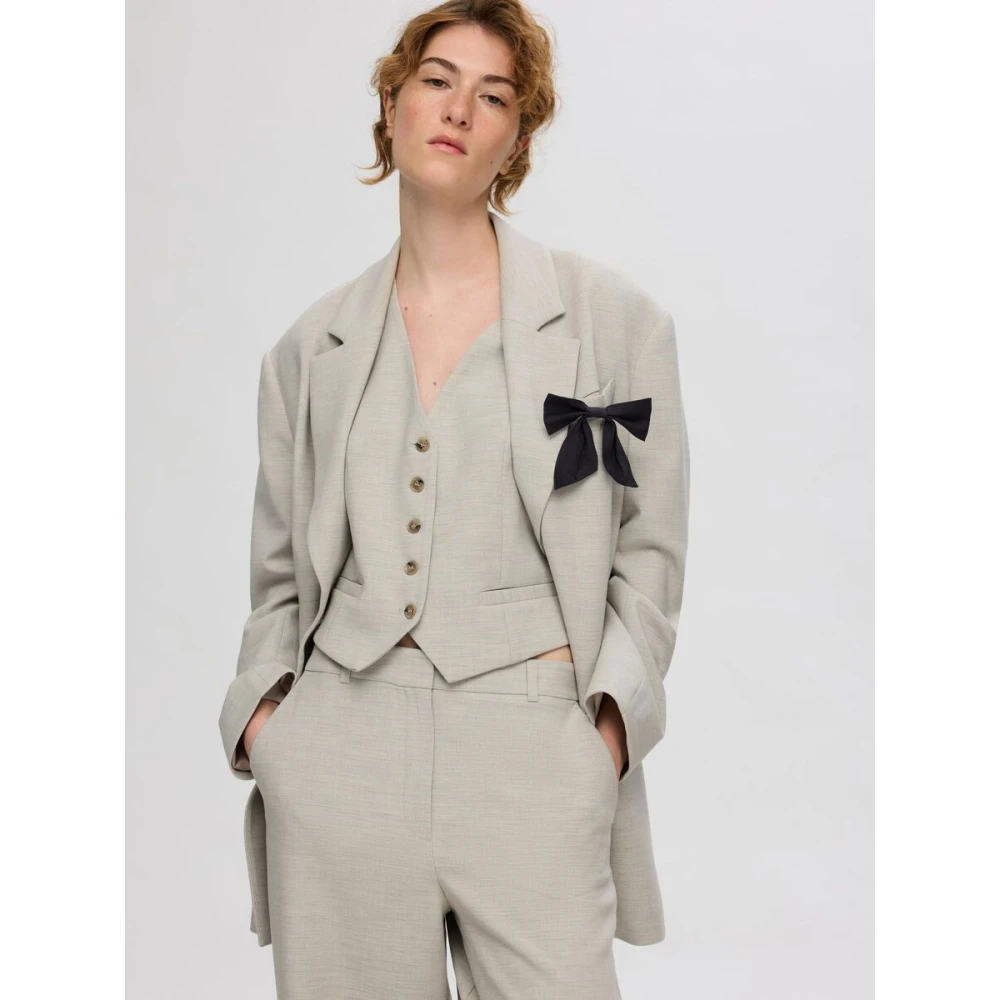 Selected Femme Oversized Jas met Kant Revers Beige Dames