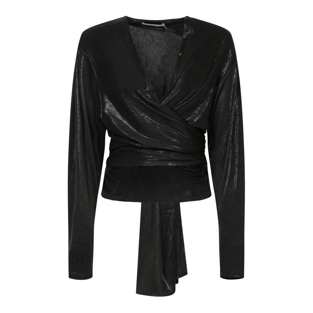 IRO Zwart Crossover Blouse Elegant Statement Stuk Black Dames