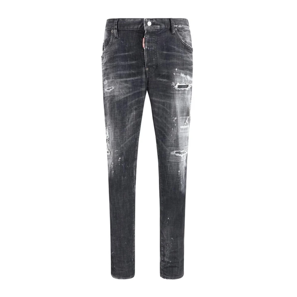 Dsquared2 Vintage Skater Jeans met leren patch Black Heren