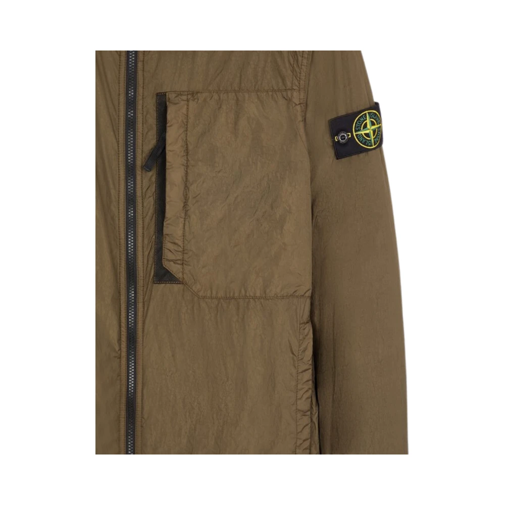 Stone Island Gerecyclede Nylon Rits Shirt Jas Green Heren