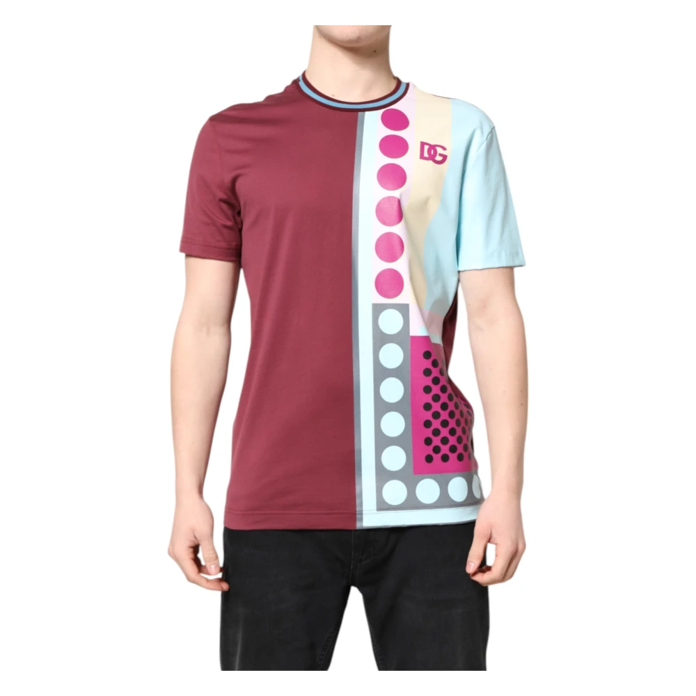 Dolce & Gabbana , T-Shirts, Male, Multicolor, Xl, Multicolor Logo Short Sleeve T-Shirt