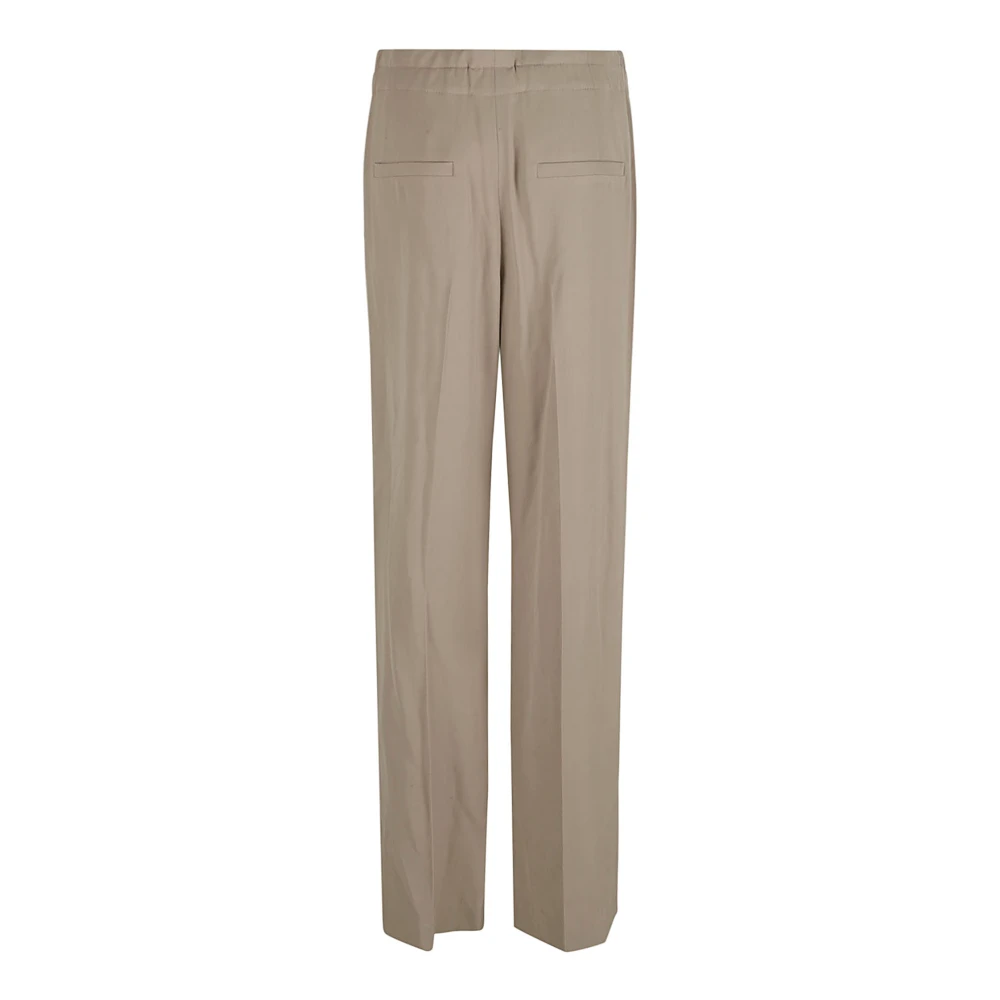 BRUNELLO CUCINELLI Beige Fluid Wool Straight Leg Broek Beige Dames