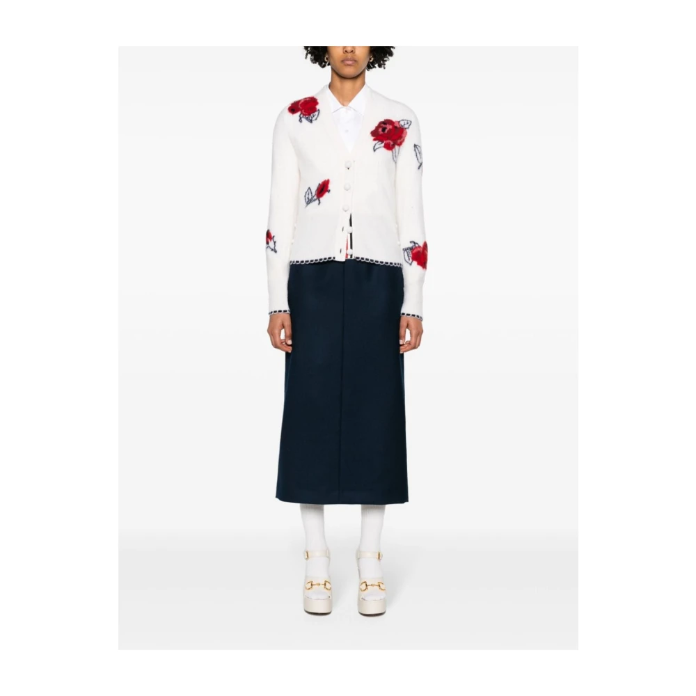 Thom Browne Blauwe kokerrok met tricolor details Blue Dames