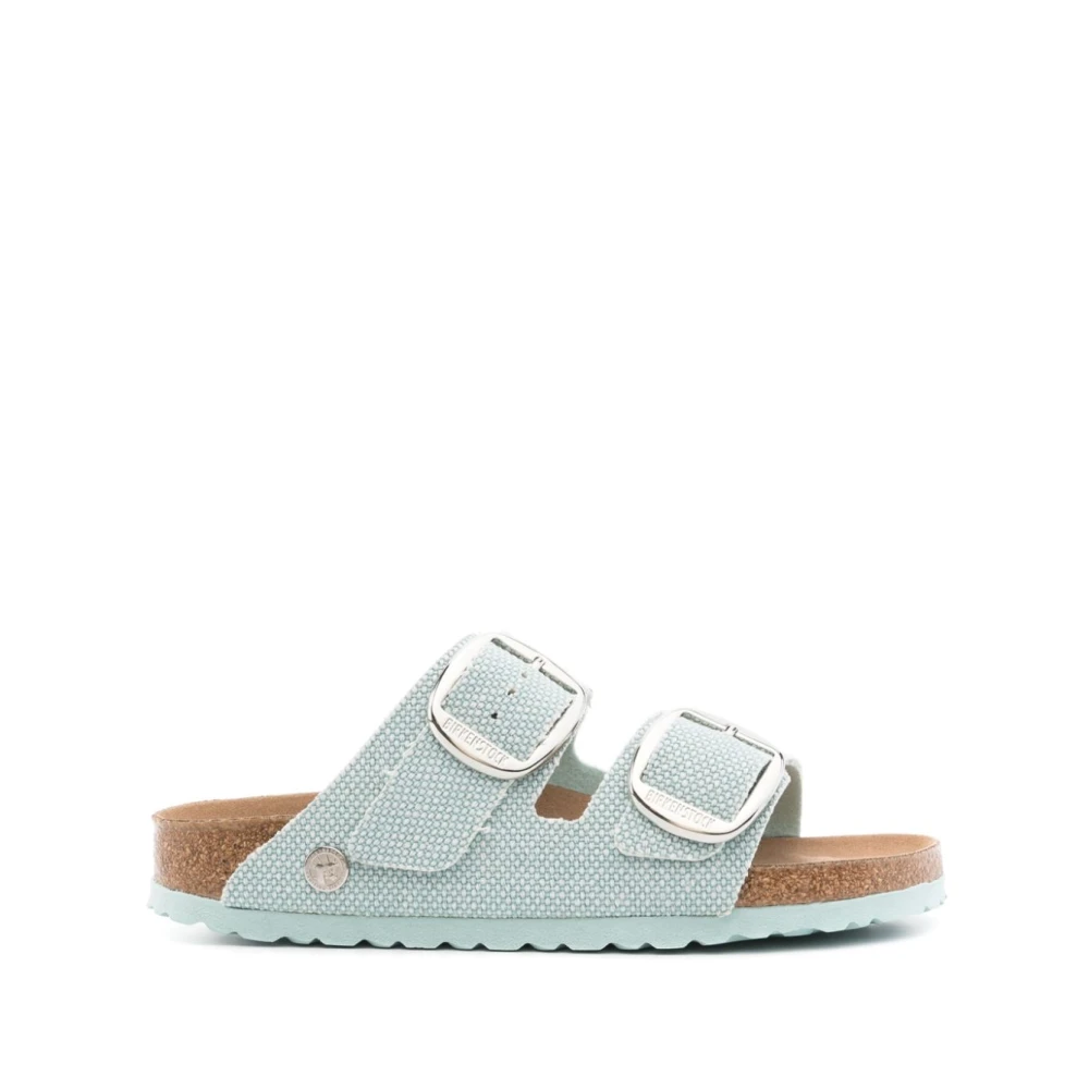 Birkenstock Veganska Canvas Sandaler med Dubbla Remmar Green, Dam