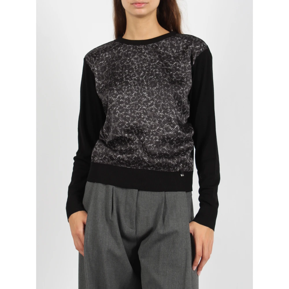 Herno Abstract Print Wollen Trui Black Dames